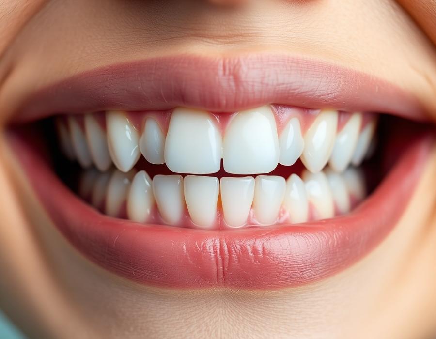 Straightened teeth after orthodontic treatment